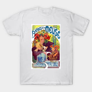 Bières de la Meuse, Alphonse Mucha, France 1897 T-Shirt